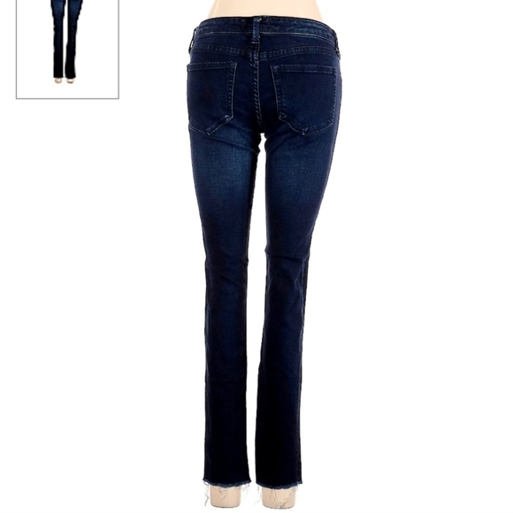 Dear John Joyrich Comfort Skinny Dark Wash Blue Denim Jeans Women's 26 Frayed - Picture 2 of 8